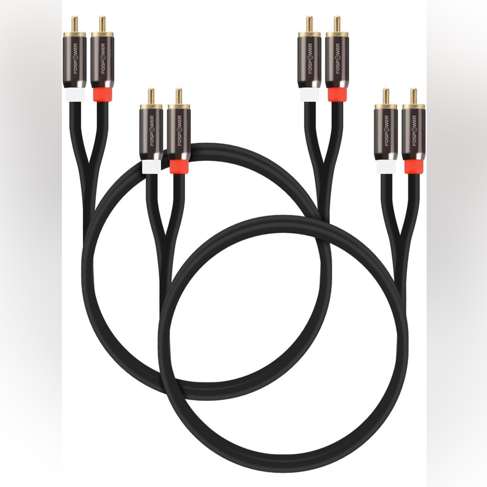 FosPower 2-Pack (6 feet) 2 RCA Stereo Audio Cable [24K Gold Plated Copper Core